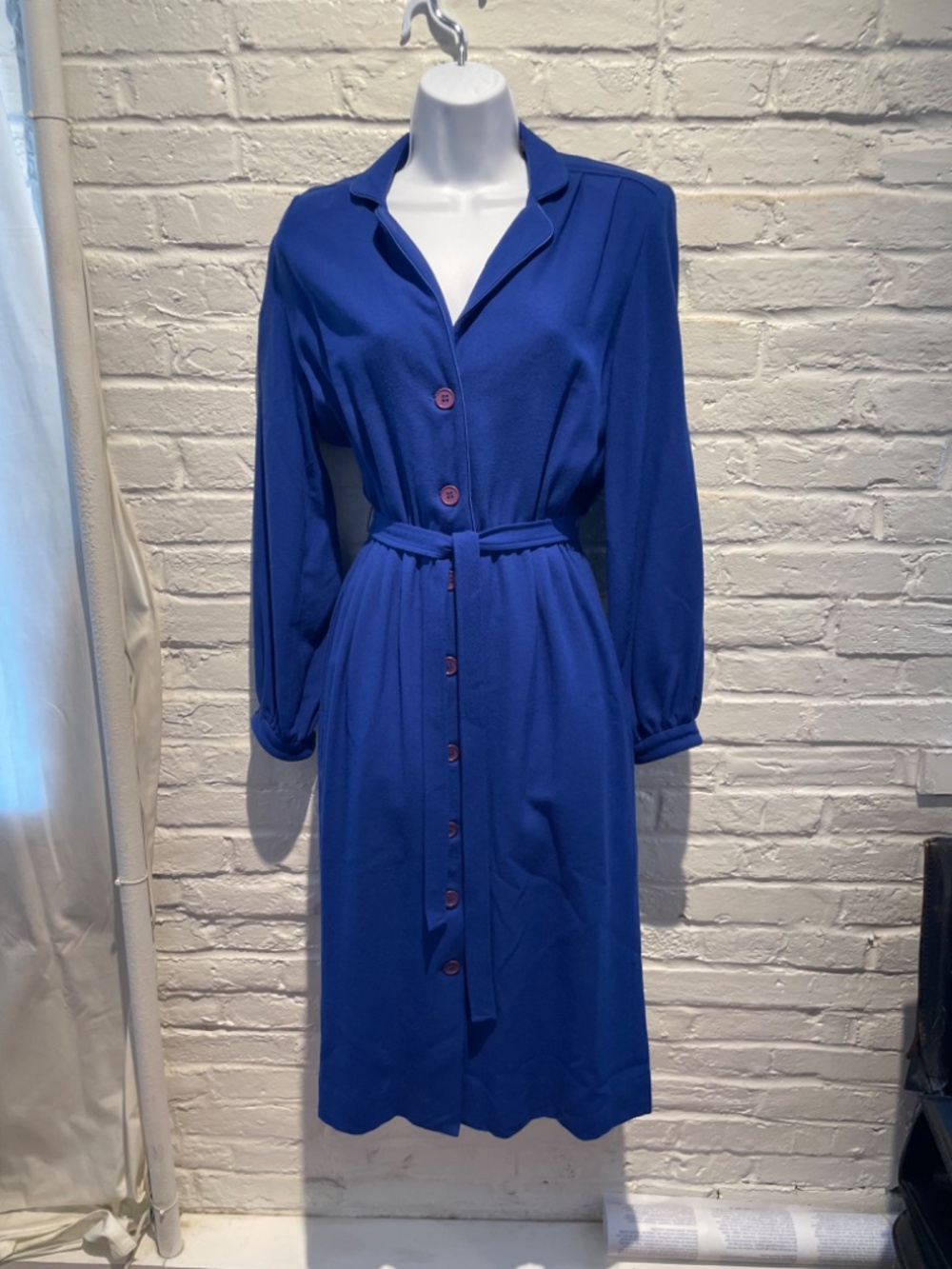 Vintage 1980s Albert Nipon Belted Button Down Dress